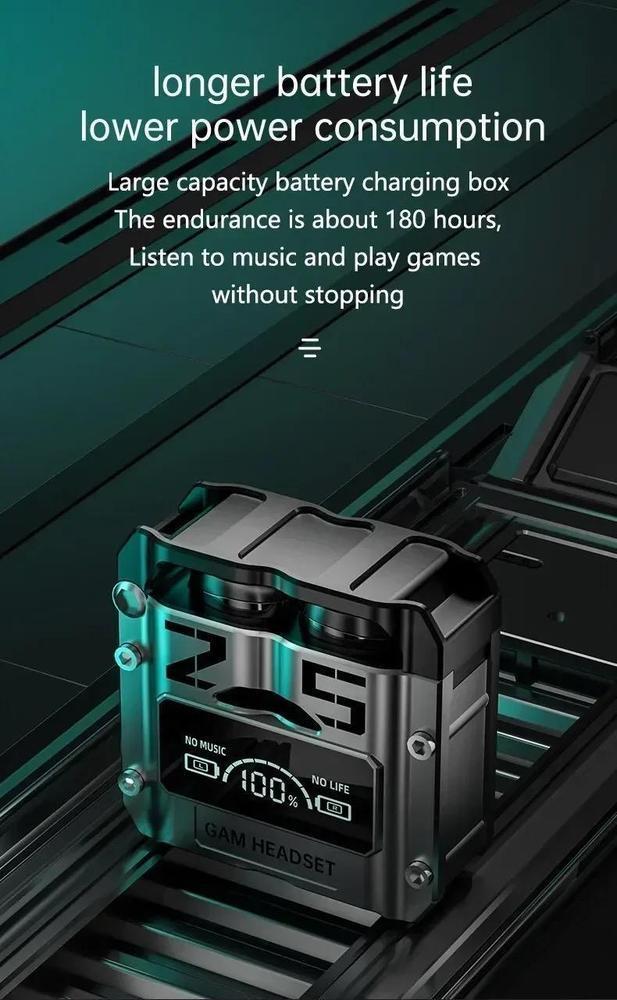 M25 Gaming Wireless Earbuds Low Latency Bluetooth 5.3 Waterproof LED